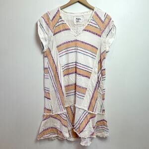 Anthropologie Boho Striped Dress Large Cotton Festival Beachy Artisan Resort